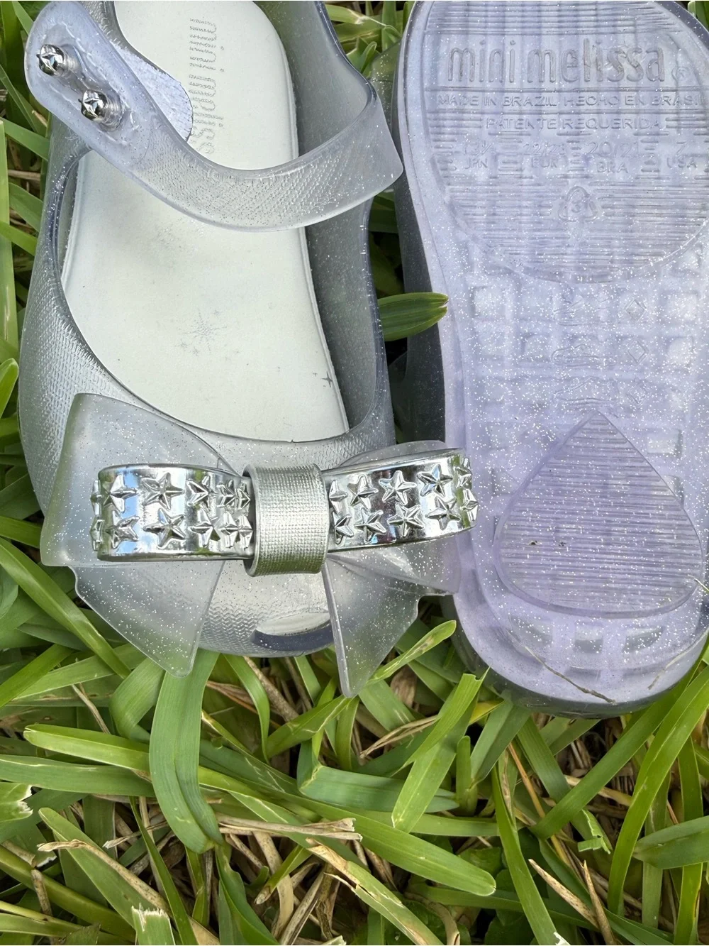 Mini Melissa Silver Bow Mary Jane Shoes for Girls